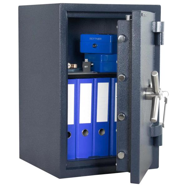 Rottner Wertschutzschrank EN 1 Exklusiv Titan Fire 65 Doppelbartschloss blau T06469